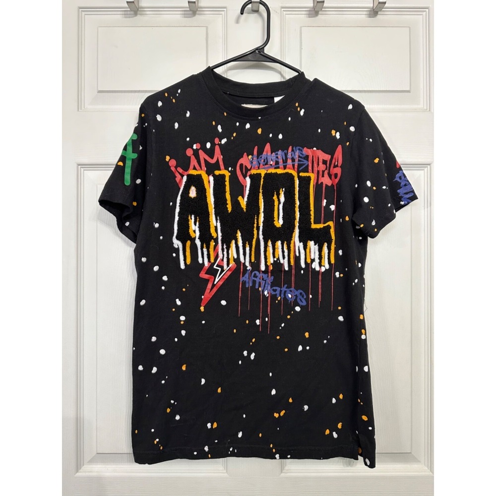 FWRD Denim Size M Men's AWOL Embellished Graffiti Paint Splatter T-Shirt